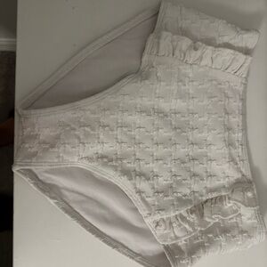 Textured White High-Waist Bikini Bottoms